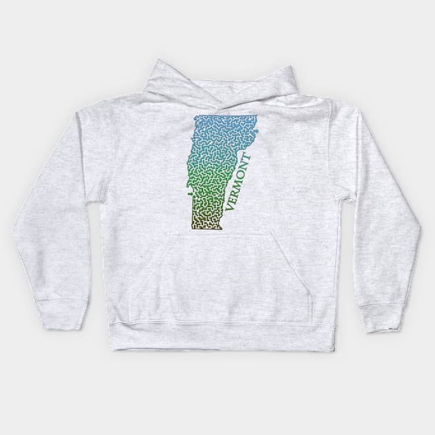 State of Vermont Colorful Maze Kids Hoodie by gorff